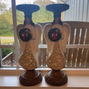 (Set) Holiday Angel candle holders